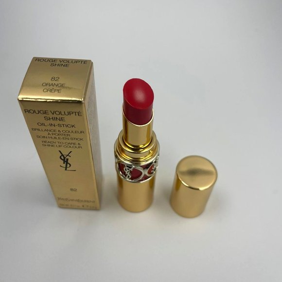YSL Rouge Volupte Shine Lipstick Balm 82 Orange Crepe BRAND NEW - Picture 3 of 3